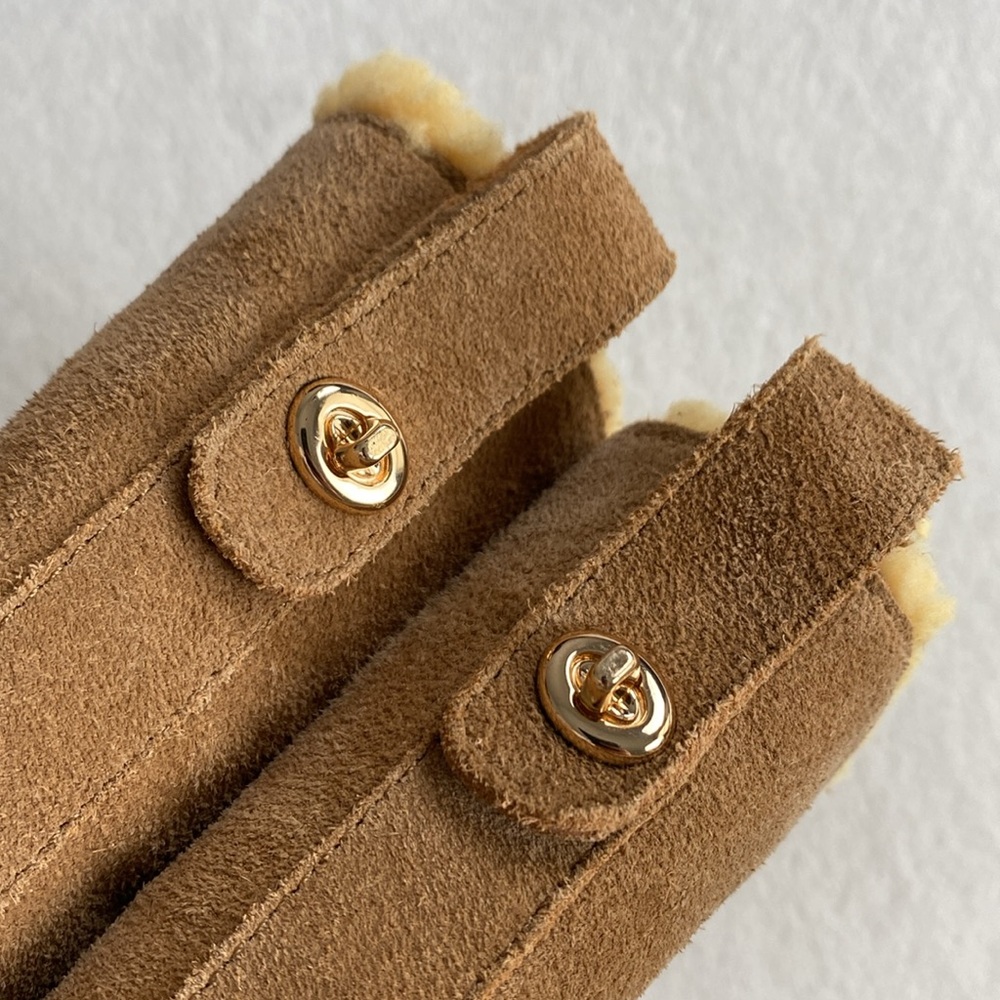 Coach Vitoria Suede Faux Curly Shearling Mid Calf Boots | Camel/Natural - Picture 11 of 15